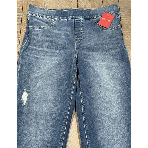 SPANX Distressed Skinny Jeans Medium Wash 20203R Comfort Stretch NEW $128 M - Picture 4 of 12